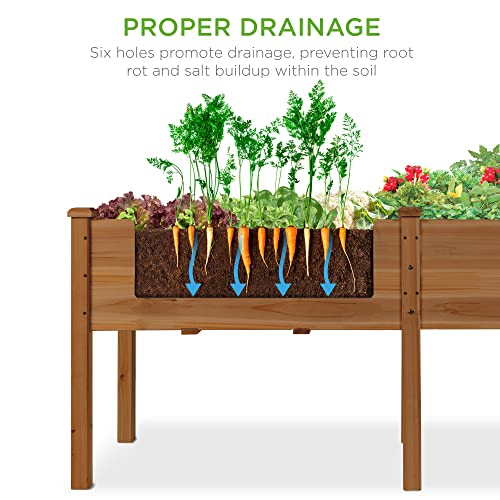 Best Choice Products 72x23x30in Raised Garden Bed, Elevated Wood Planter Box Stand for Backyard, Patio, Balcony w/Divider Panel, 6 Legs