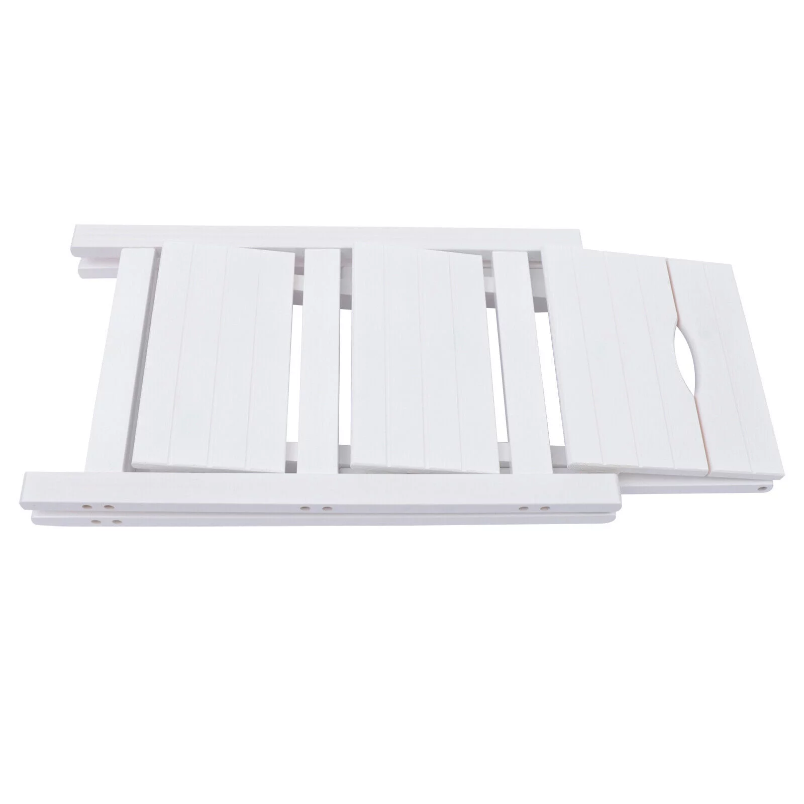 DENEST Folding Step Ladder 3-Layer Folding Wooden Step Stool Anti-Slip White 150kg