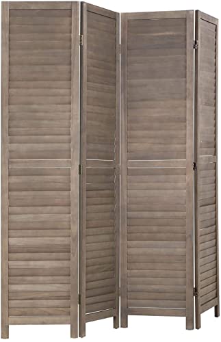 Room Divider 6 Panel Wood Privacy Screen Folding Partition Wall Room Dividers Freestanding White 5.57 FT Tall Divider for Room Separation
