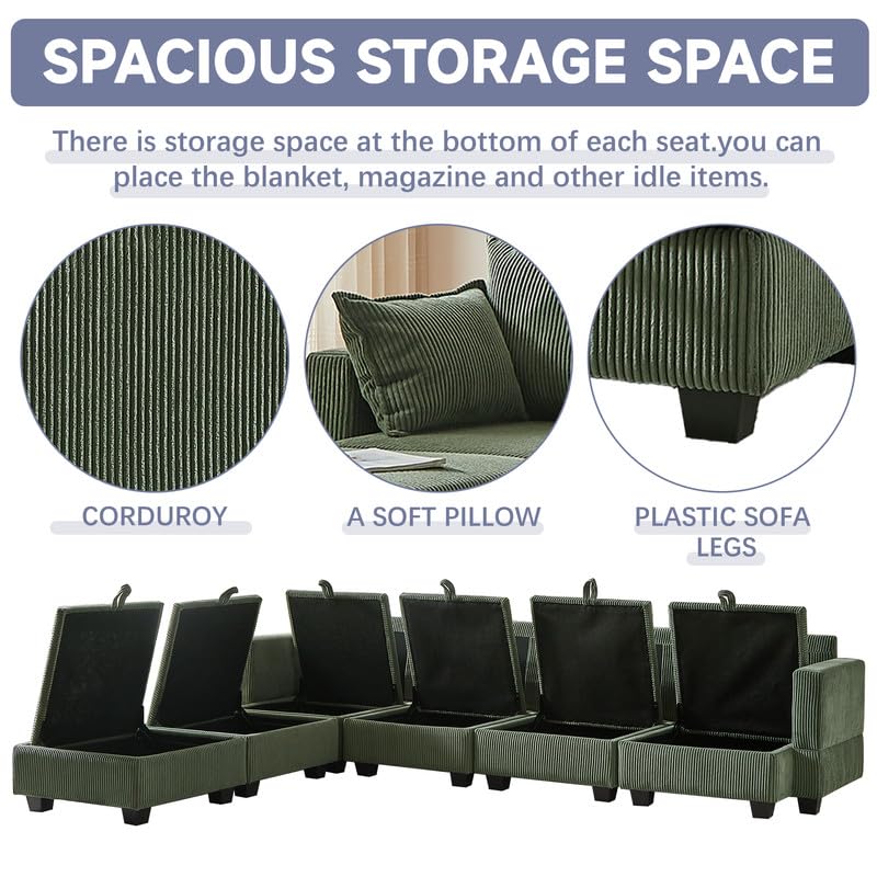U Shaped Modular Sectional Sofa Couch, Corner Sofa with 4pcs Waist Pillows, Chaise Lounge, Terrycloth Fabric Sofa