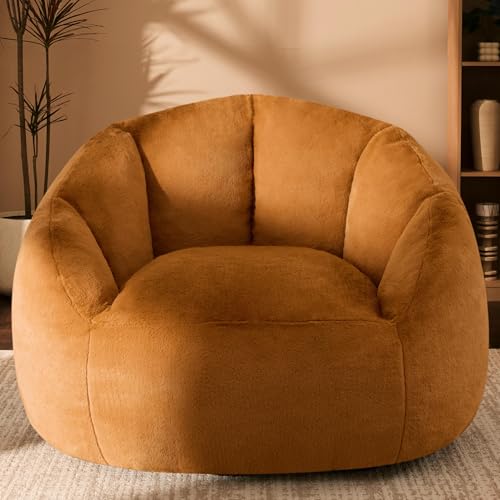 Giant Bean Bag Chair for Adults - Comfy Plush Round Shell Soft Accent Chair, Oversized Cozy Lounge Floor Sofa Reading Chair