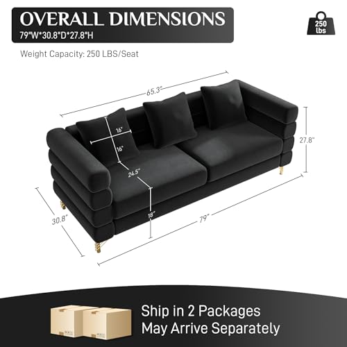 Cloud Couch for Living Room, 79" Modern Overstuffed Deep Seat Boucle Sherpa 3 Seater Sofa with 3 Pillows