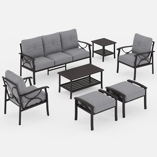 Wisteria Lane 5-Piece Outdoor Patio Furniture Set, Outdoor Metal Sectional Furniture with Cushions