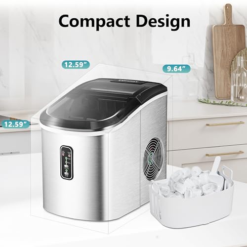 EUHOMY Nugget Ice Maker Countertop with Handle, Ready in 6 Mins, 34lbs Per Day, Removable Top Cover, Auto-Cleaning