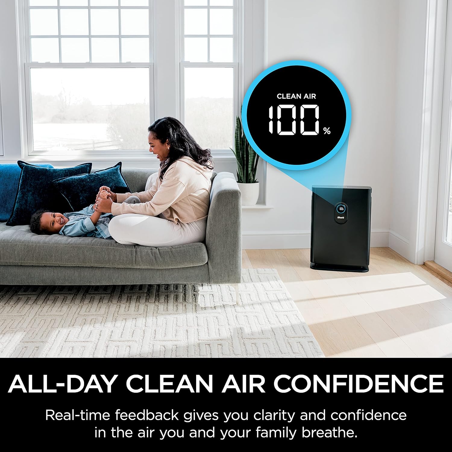 Shark HE402AMZ Air Purifier 4 True HEPA with Microban Protection Cleans up to 1000 Sq. Ft., Captures 99.98% of particles, allergens, smoke