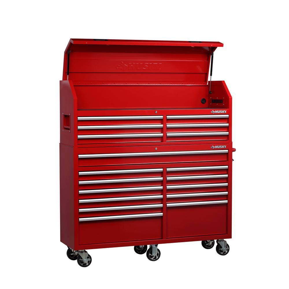 Husky 61 in. W 18-Drawer Combination Tool Chest and Rolling Cabinet Set in Gloss