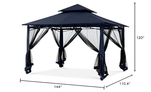 MASTERCANOPY Outdoor Garden Gazebo for Patios with Stable Steel Frame and Netting Walls (11x11,Dark Gray)