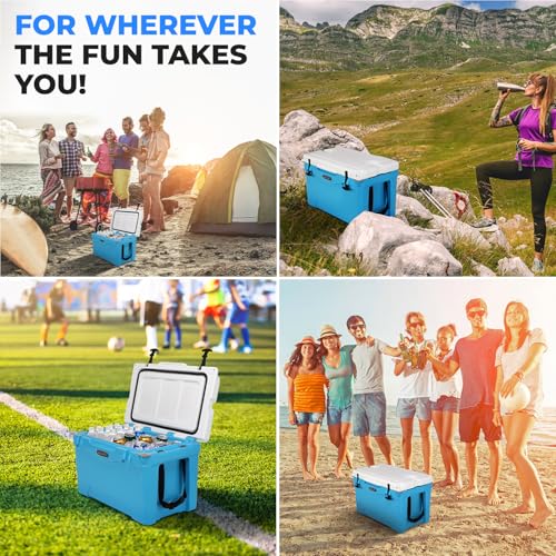 SereneLife Ultra-Tough 45 Quart Rotomolded Cooler Box with Wheels, Holds Upto 56 Cans, Keeps Ice Up to 5 Days