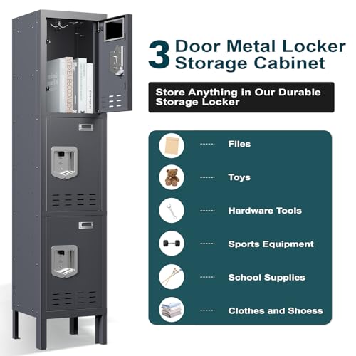 Metal Cabinet Home Office Storage,Lockers,Lockable Employees Metal Locker with Door,54" Height Steel Locker,Lockable Steel Locker for Gym,School,Home