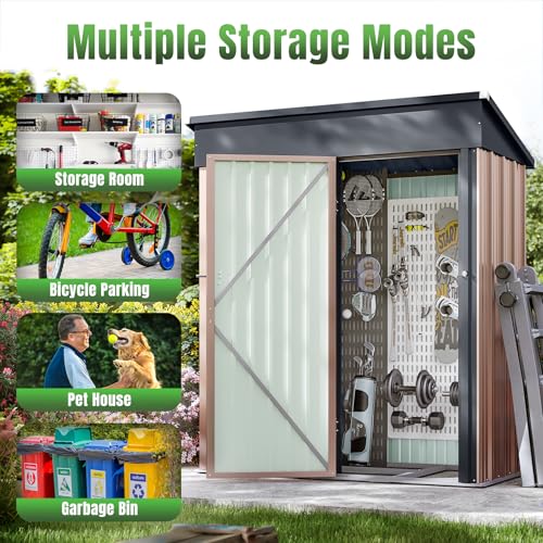 Aoxun 6.2x4 FT Shed Outdoor Storage Shed Metal Garden Shed with Lockable Doors & Slooping Roof Tool Shed Bike Shed for Backyard, Patio