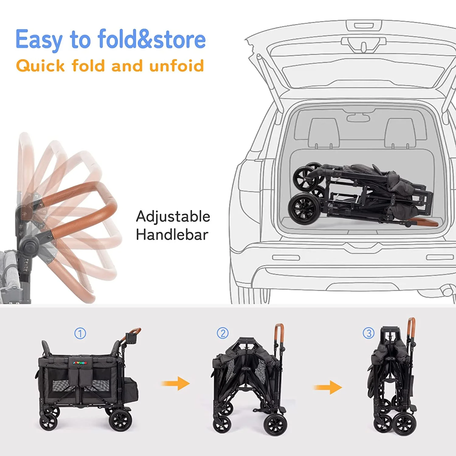 JOYMOR Double Pro Stroller Wagon for 2 Kids, Bus Seating,5 Point Harness for Unisex Infant Toddler