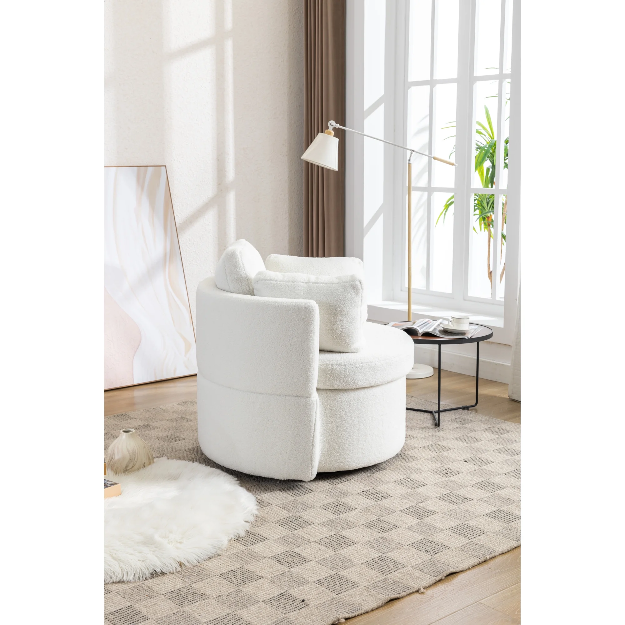 Swivel And Storage Chair For Living Room,Ivory