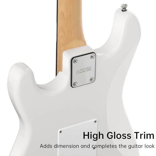 AODSK Electric Guitar with Amp Beginner Kit 39 Inch Solid Body Full Size,All Accessories,Digital Tuner,Six Strings,Four Picks,Tremolo Bar,Strap