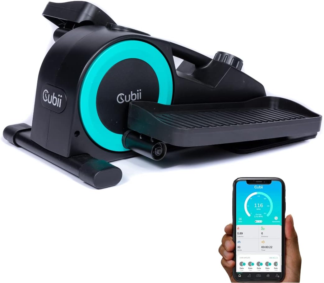 Cubii JR or JR2+ with Bluetooth Smartphone App Sync, Under Desk Elliptical, Pedal Exerciser, Adjustable Resistance, Portable, Cardio Exercise Machine