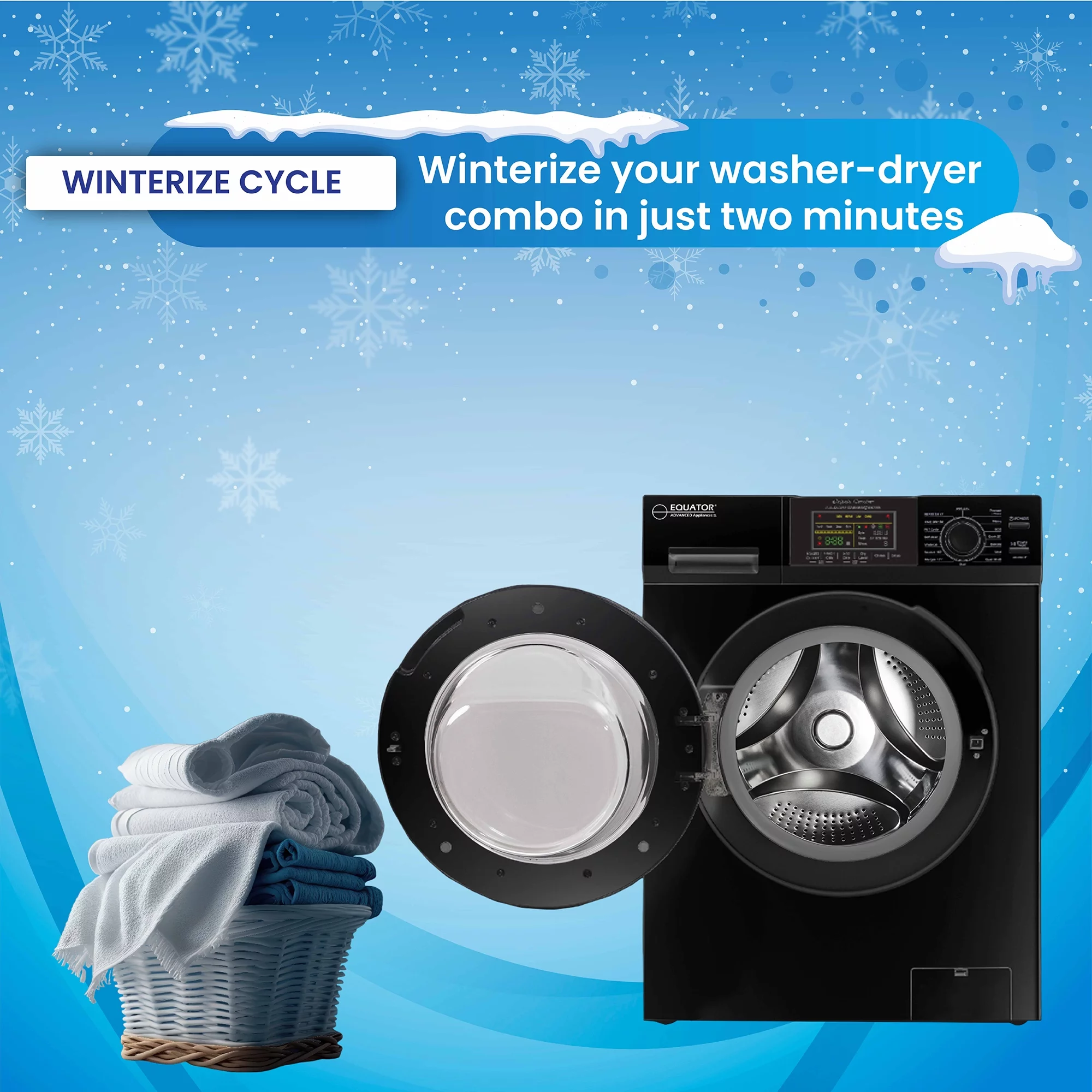 Equator Fully Built-in All-in-One Combo Washer-Dryer Ventless 1.62 cf/15lbs 110V White