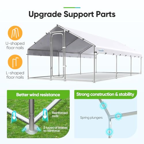 Quictent Large Metal Chicken Coop Run for 10+ Poultry with Galvanized Hardware Cloth and Waterproof Roof Cover