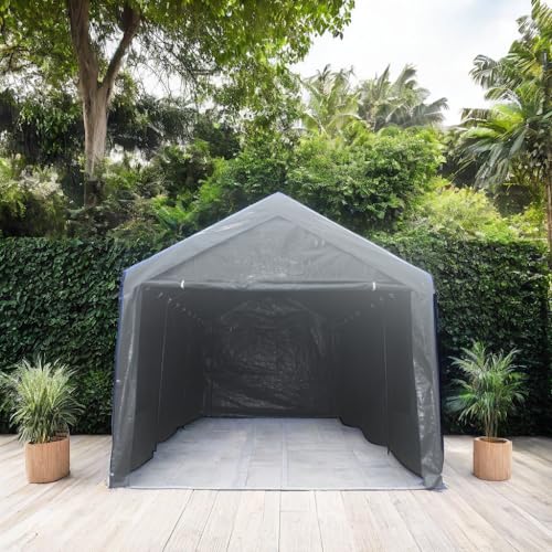 Outdoor CarPorts 10x20 Heavy Duty Portable Carport Canopy Tent with Sidewalls, Large Garage Parking Shed Waterproof for Vehicles, Car, Boats, Trucks