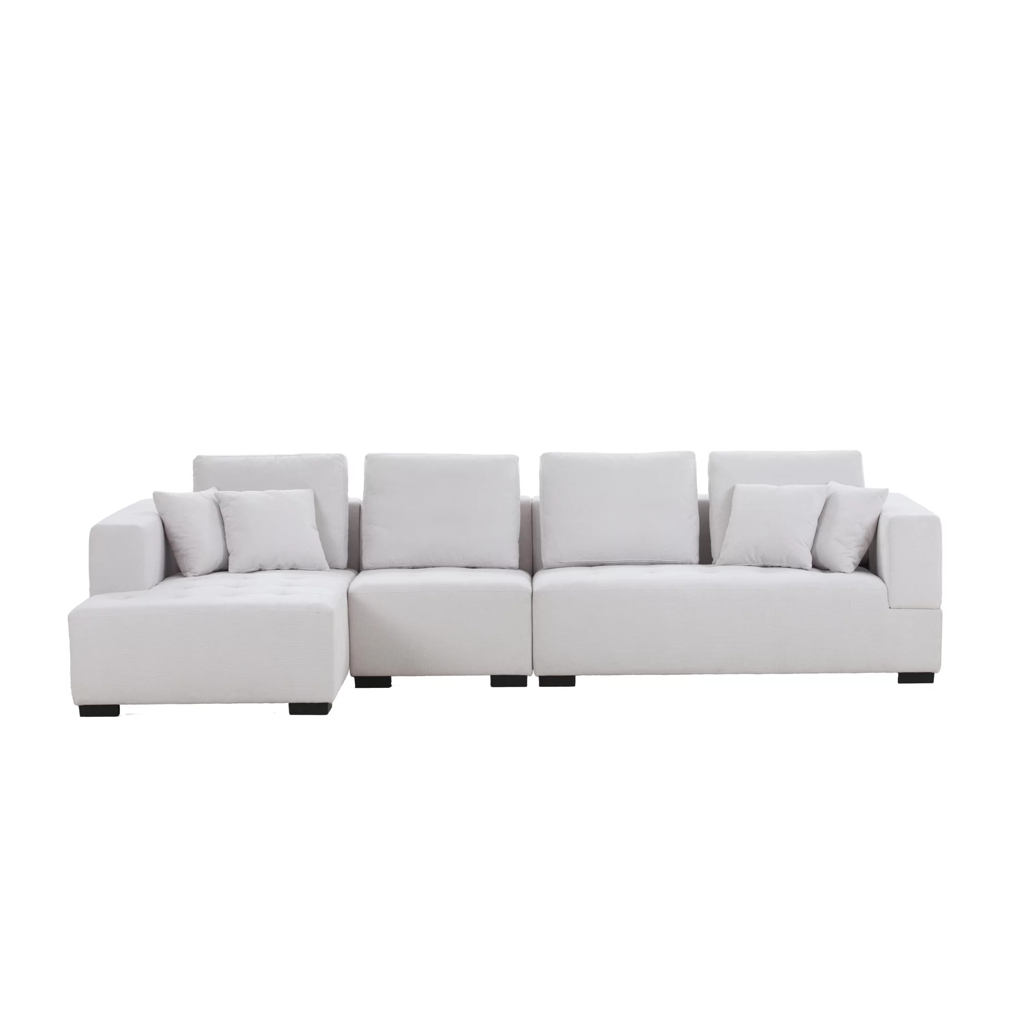 134'' Mid Century Modern Sofa L-Shape Sectional Sofa Couch Left Chaise for Living Room, Beige