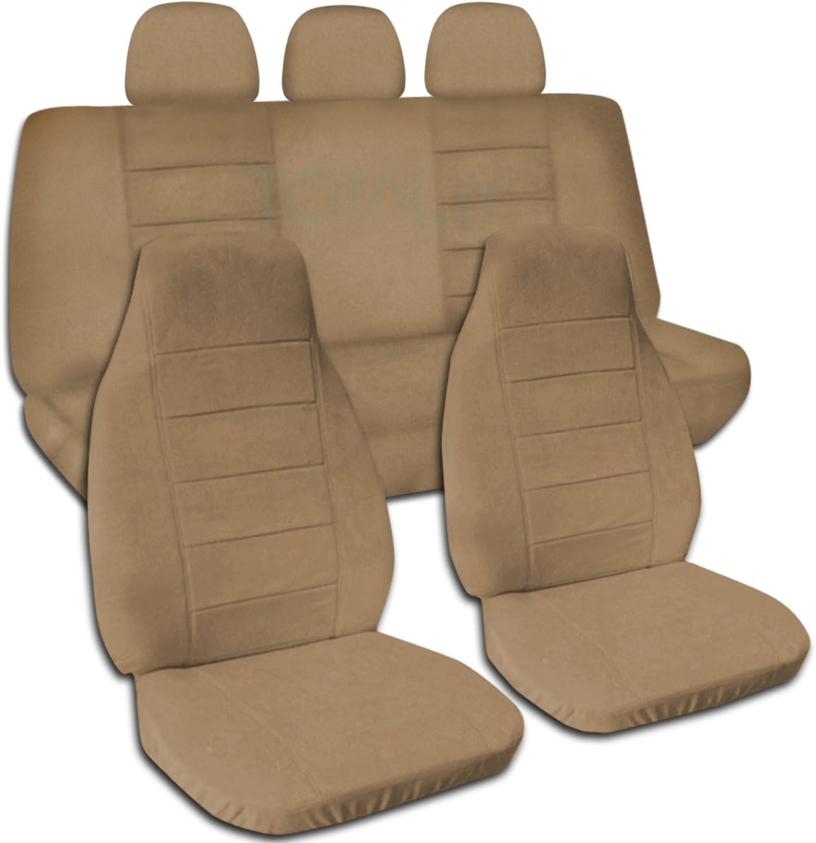 Totally Covers Solid Color Car Seat Covers w 3 Rear Headrest Covers: Cute Pink - Semi-Custom Fit - Full Set