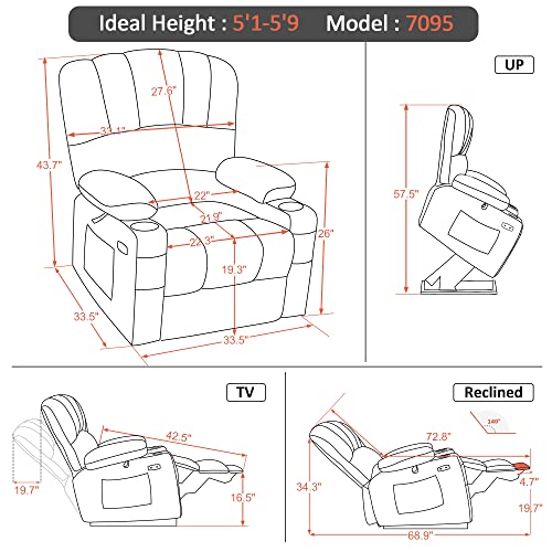 MCombo Oversized Power Lift Recliner Chair for Elderly, Lift Chair with Heat and Massage, Lift Recliner for Big and Tall, Cup Holders