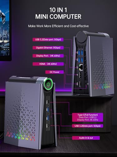 ACEMAGICIAN S3A Mini PC, Ryzen 7 5875U(up to 4.5Ghz), 16GB DDR4 512GB NVME SSD Mini Desktop Computer
