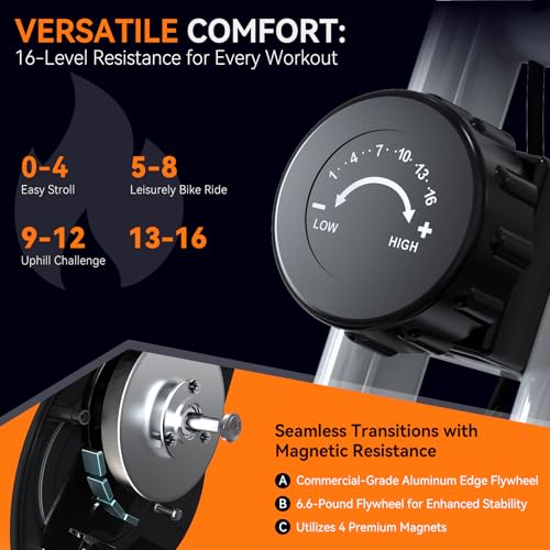 Foldable Exercise Bike Stationary Bikes for Home, 5 IN 1 Indoor Workout Bike, Cycling Bike with 16-Level Quiet Magnetic Resistance