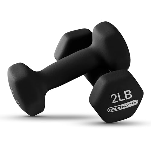 HolaHatha Neoprene Dumbbell Free Hand Weight Set with Rack, Ideal for Home Exercises to Gain Tone and Definition