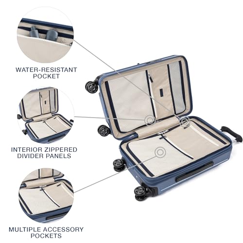Travelpro Platinum Elite Hardside Expandable Carry on Luggage, 8 Wheel Spinner, TSA Lock, Hard Shell Polycarbonate Suitcase, Metallic Sand