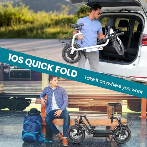Caroma Peak 500W/800w/1200w Electric Scooters for Adults 14" Tire, 48V Battery, 30Miles Range, 20MPH Top Speed, Adjustable Electric Scooter with Seat