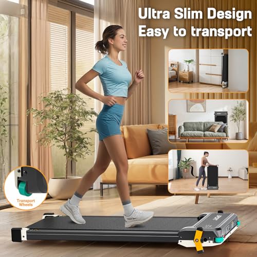 FUNRAY Walking Pad with Incline, Under Desk Treadmill with 2 Control Options, Ultra Slim Design and Double Shock Absorption, LED Display