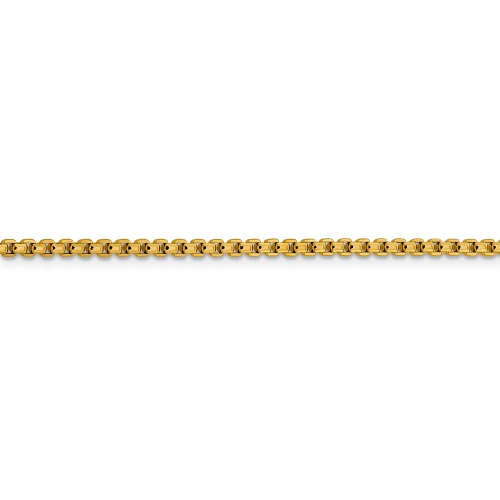 Leslie's Real 14kt Yellow Gold 2.4mm Diamond Cut Round Box Chain; 18 inch; Lobster Clasp; for Adults and Teens; for Women and Men