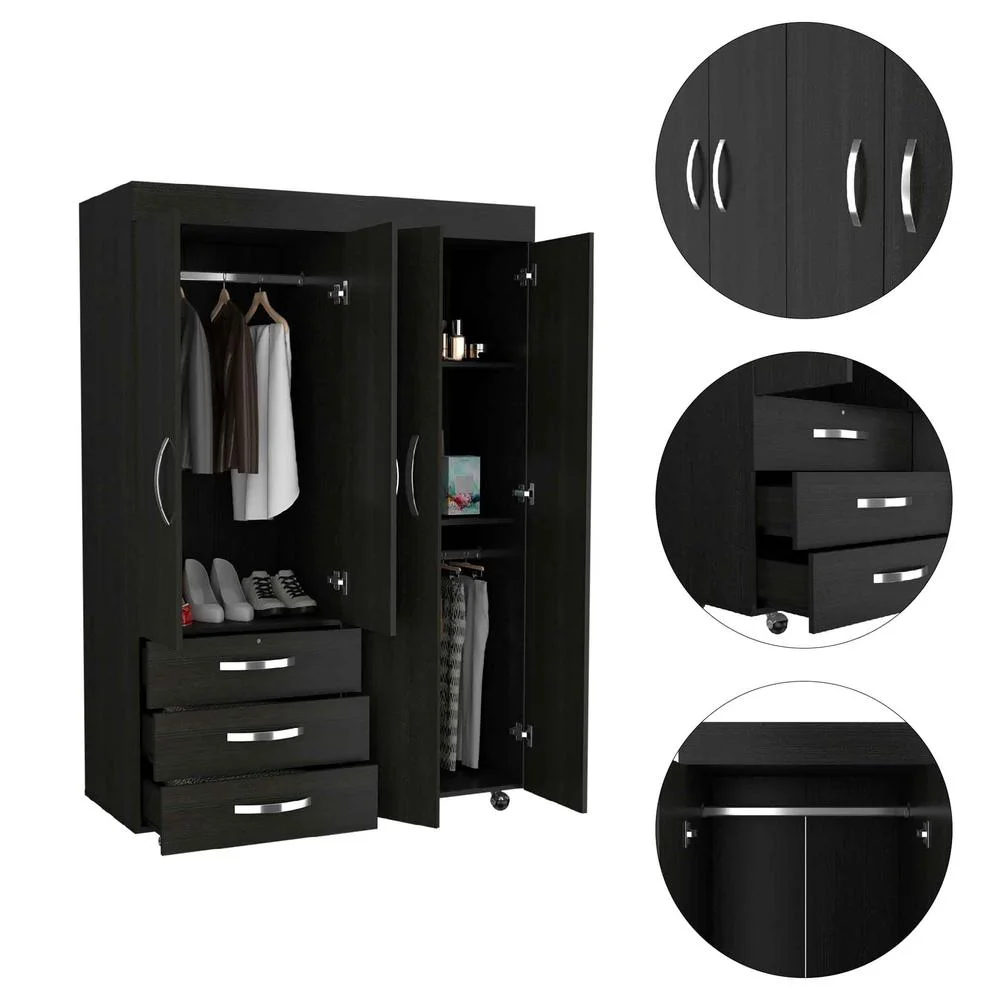 FM FURNITURE LLC Janeiro Armoire ,Black