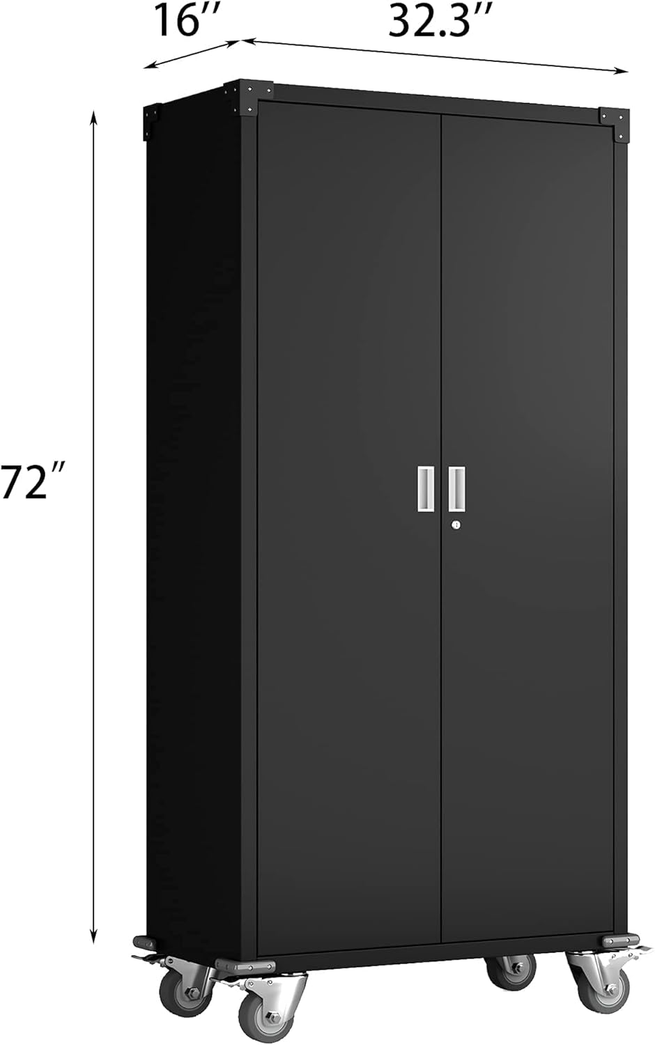 AOBABO Metal Rolling Storage Cabinet with Wheels, 72'' Utility Storage Files Cabinet with Height Adjustable Shelves,Steel Tall Cabinet for Office