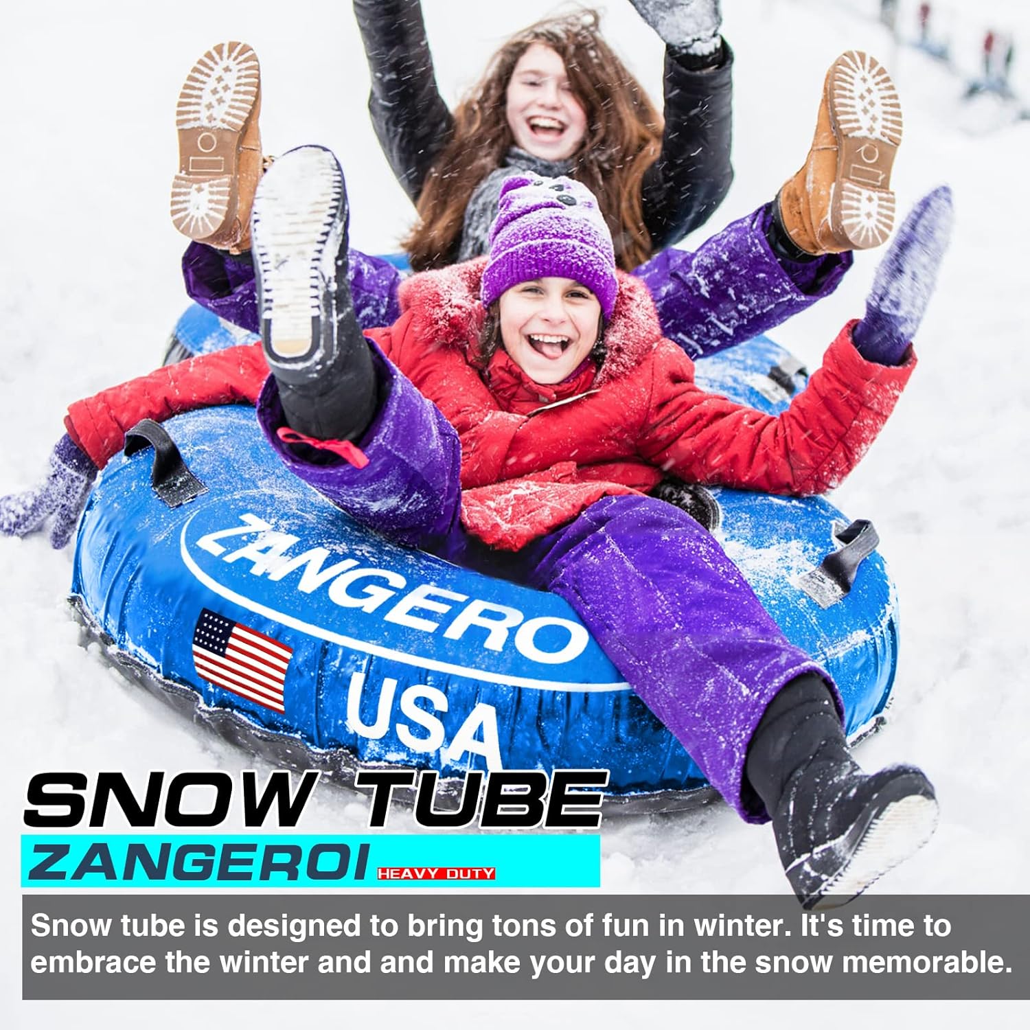 Snow Tube Snow Tubes for Sledding Heavy Duty Kids Snow Sleds for Kids and Adult Heavy Duty Snow Tube Sleds for Adults Inflatable Snow Tube for Kids