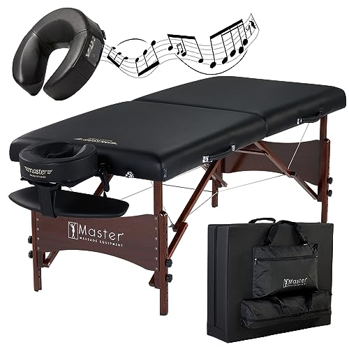 Master Massage 28" Argo Portable Massage Table in Cream with Walnut Legs- Spa Bed for Tabletop Exercise & Massage- Beauty Bed Tattoo Bed- Lash Table