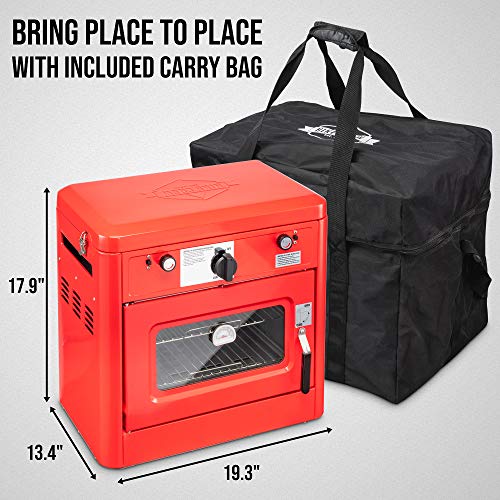 Hike Crew Outdoor Gas Camping Oven w/Carry Bag | CSA Approved Portable Propane-Powered 2-Burner Stove & Oven | Auto Ignition, Overheat Safety Shutoff