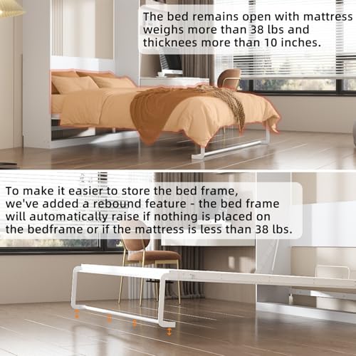 FAMAPY Twin Murphy Bed with Built-in Charging Station, Space-Saving Murphy Bed Chest Twin with Drawer, Foldable