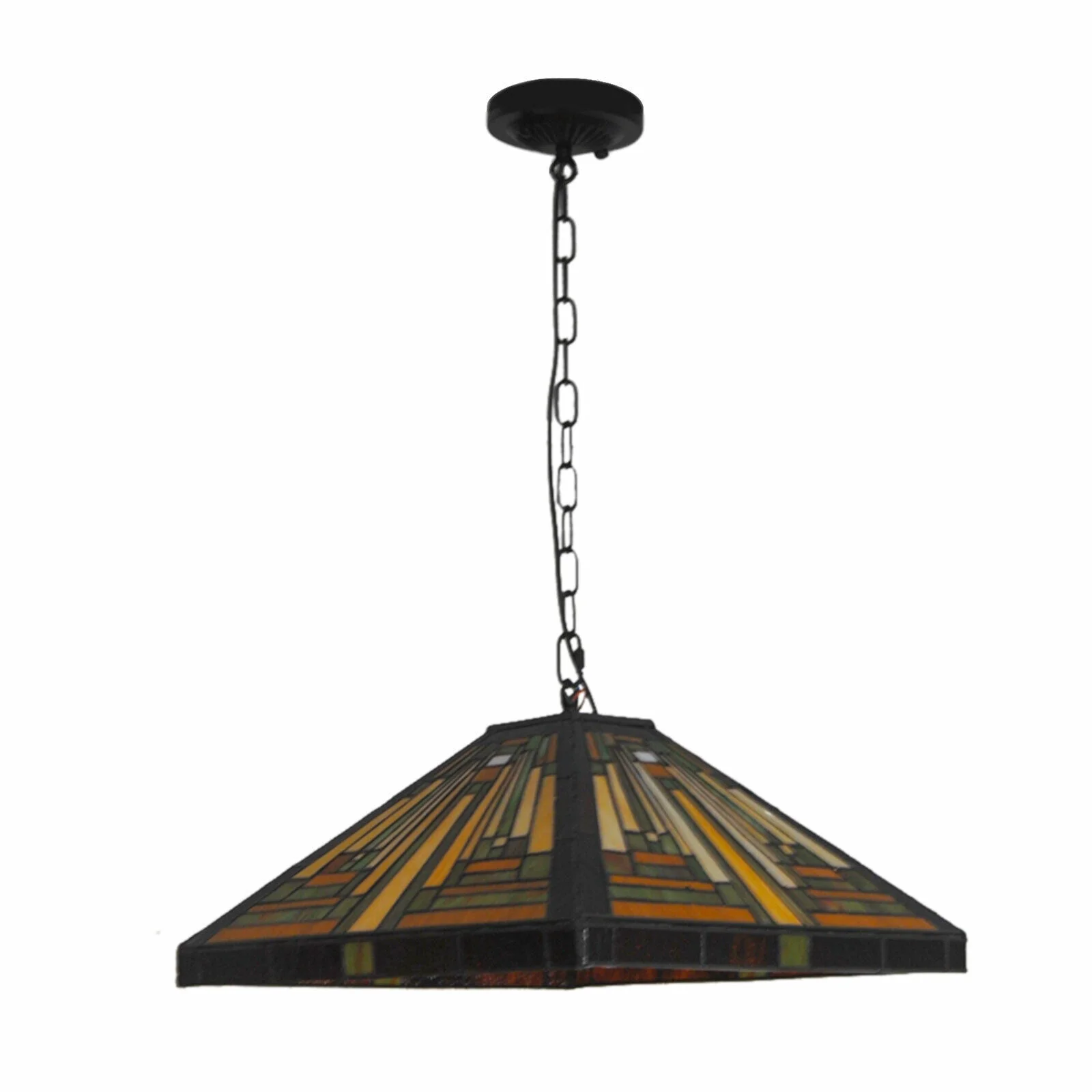 Vintage Stained Glass Pendant Lamp Tiffany Style Ceiling Fixture Hanging Light Wall Control