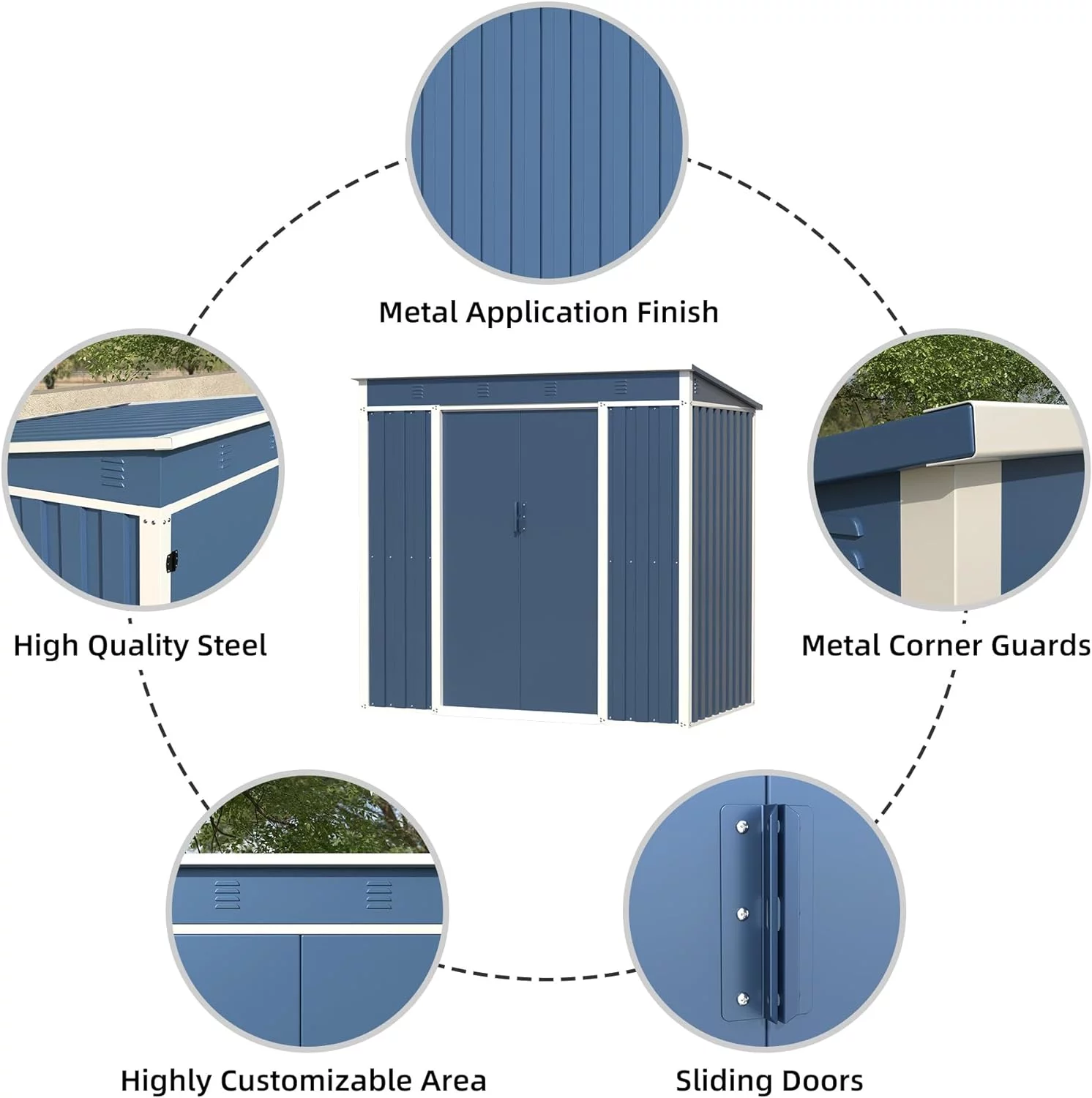 Aobabo Metal Outdoor Storage Shed, 6.3x4.1 FT Steel Utility Tool Shed Storage House with Sliding Door