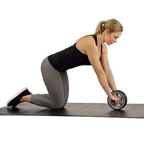 Sunny Health & Fitness Waist Trainer Ab Roller with Elbow Support, Training Wheels, Foldable for Home Gym, Abdominal Exercises, Core Strength