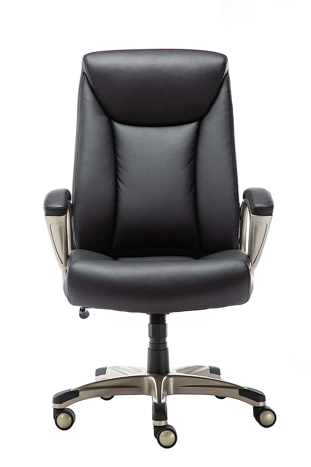 JIAH Bonded Leather Big & Tall Executive Office Computer Desk Chair, 350-Pound Capacity, Black, 29.5"D x 27.25"W x 47"H