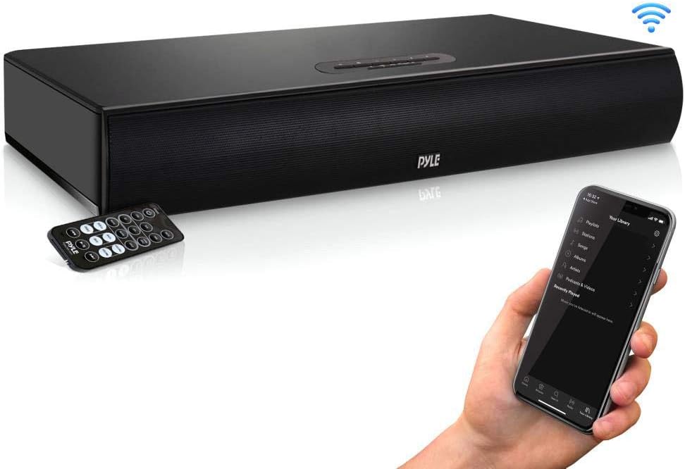 Pyle TV Soundbar Soundbase Bluetooth - Upgraded 2018 Wireless Surround Sound System for TV’s With Built-in Subwoofer, Remote Control