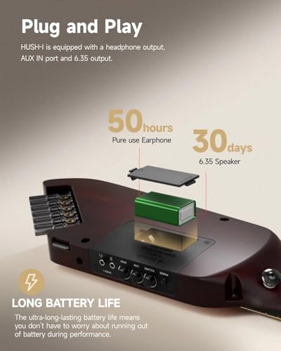 Donner HUSH I Guitar For Travel - Portable Ultra-Light and Quiet Performance Headless Acoustic-Electric Guitar, Mahogany Body with Removable Frames