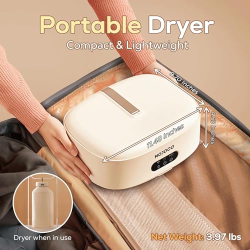 Mojoco Portable Clothes Dryer - Portable Dryer for Apartment, RV, Travel - Premium Mini Dryer Machine for Light Clothes, Underwear, Baby Clothes