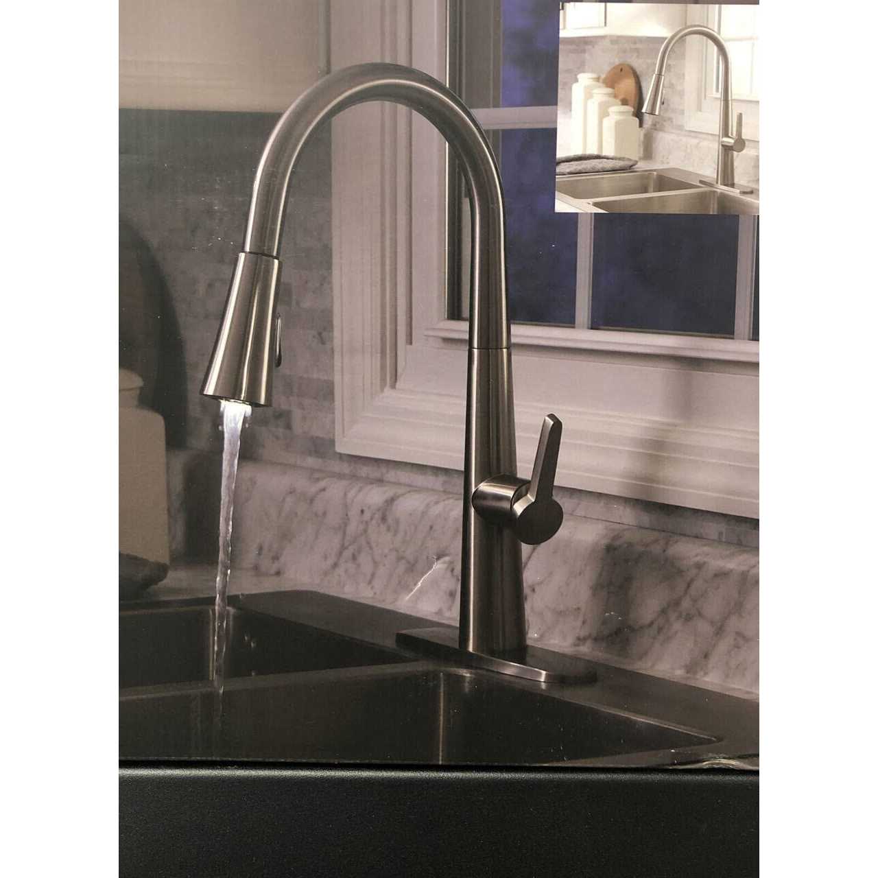 Allen + roth Bryton Stainless Steel Single Handle Pull-Down Kitchen Faucet - Shop Hardware Tools Online Store