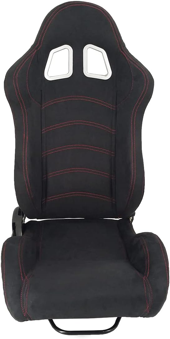 Racing Bucket Car Seats Universal Black Suede Leather Track Racing Seat with Harness Single Regulator Double Slide Adjustable Race Seats