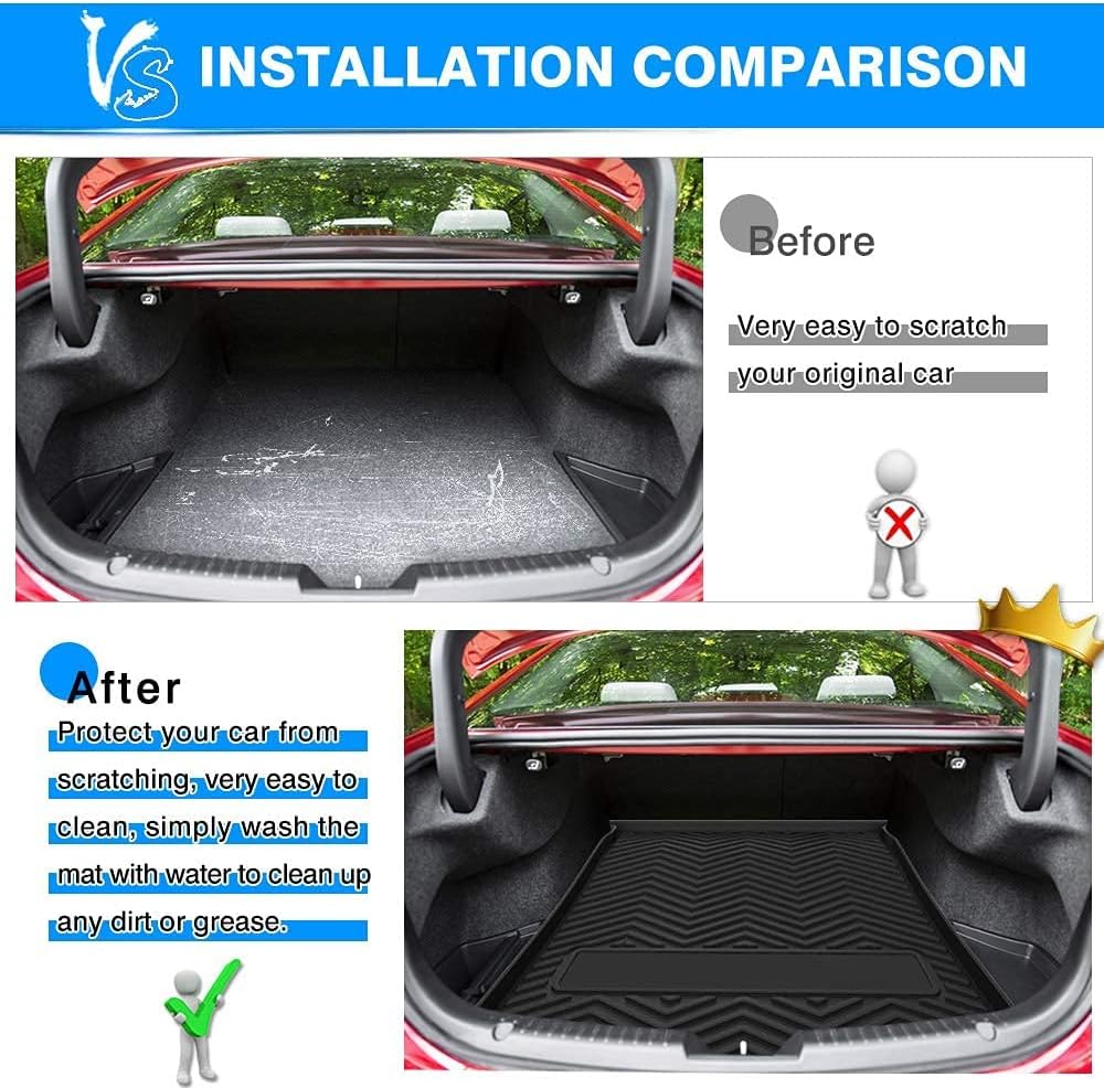 KUST Custom Fit Cargo Liner for Mazda 6 2017 2018 2019 2020 2021 Mazda6 Cargo Trunk Mat Tray All Weather Car Mats Black