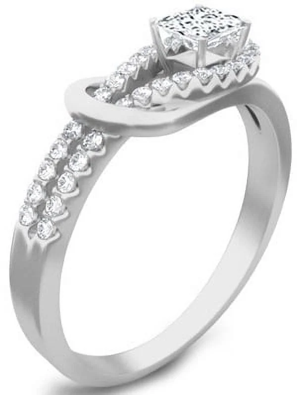Mesmerizing Diamond Wedding Ring 1.00 Carat Princess Cut Diamond on 10k White Gold