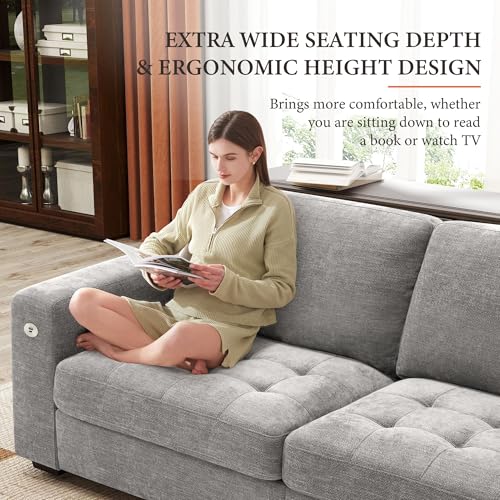 Ihanherry 111.4" U Shaped Modern Cloud Sofa Modular Sectional Couch with 2 Ottoman, 5-Seat Chenille Deep Seat Sofa with Pillow for Living Room