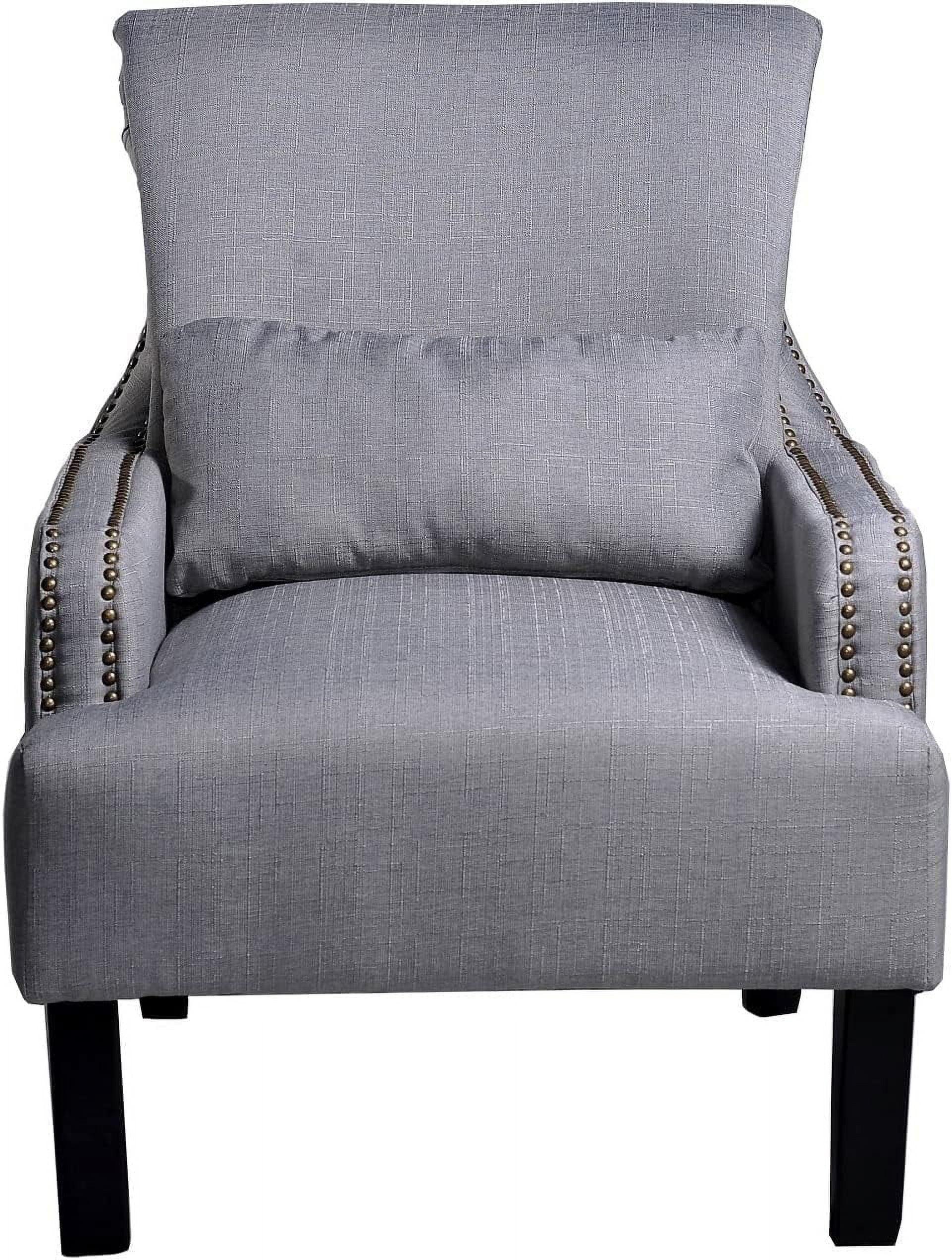 Bevin Collection Contemporary Fabric Upholstered Nail Head Trim Living Room Accent Arm Chair, Beige